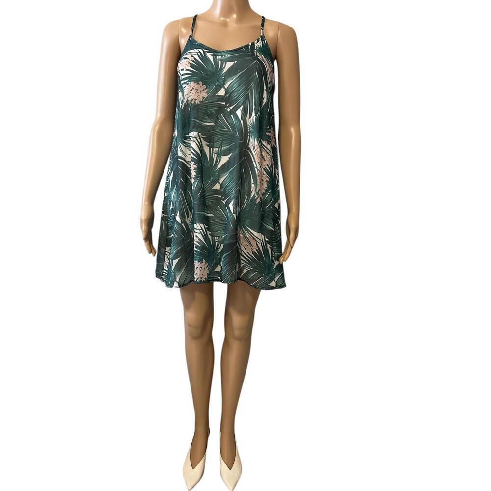 Coquelicot Tropical Print Spaghetti Strap Dress